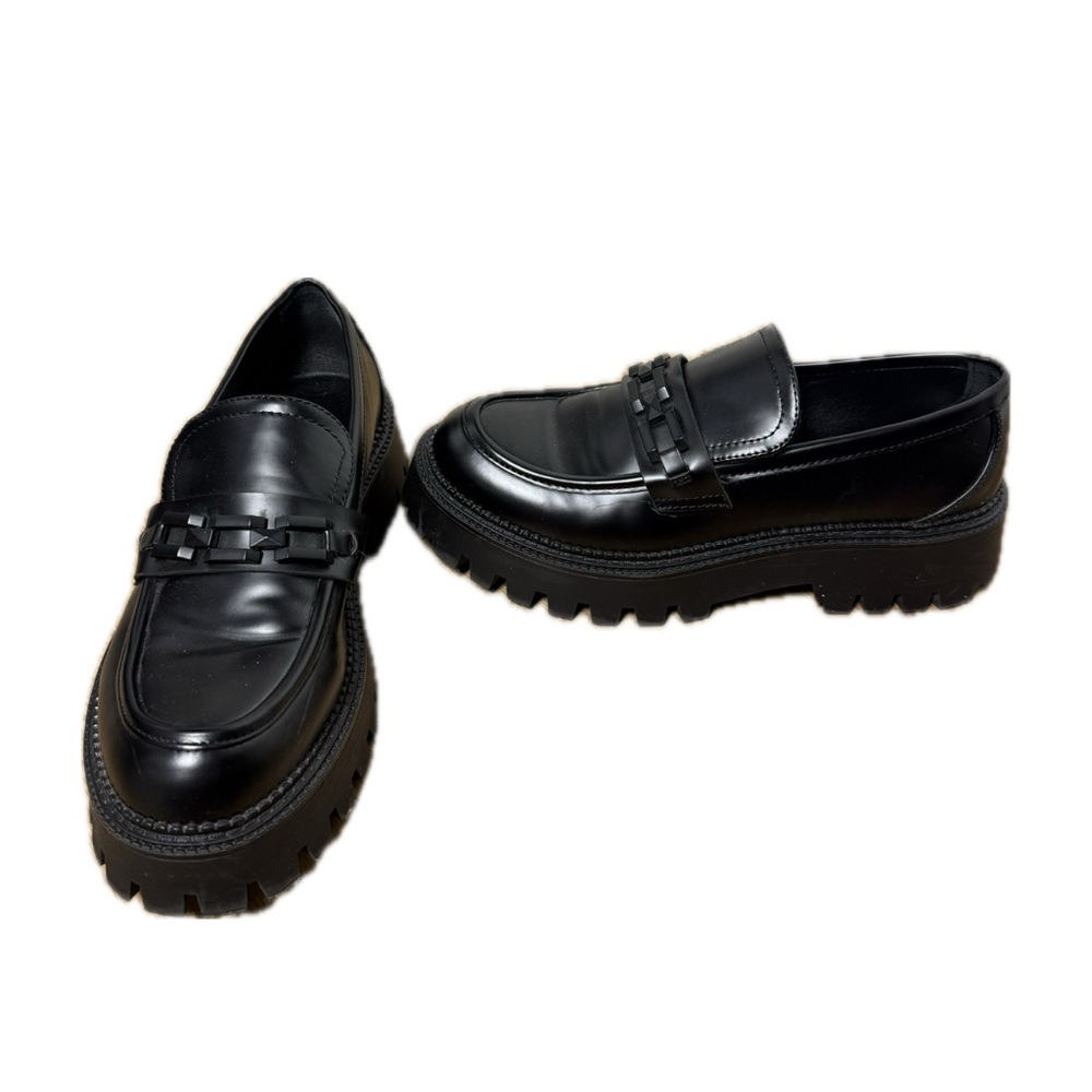 Steve Madden Glossy Black Platform Loafers